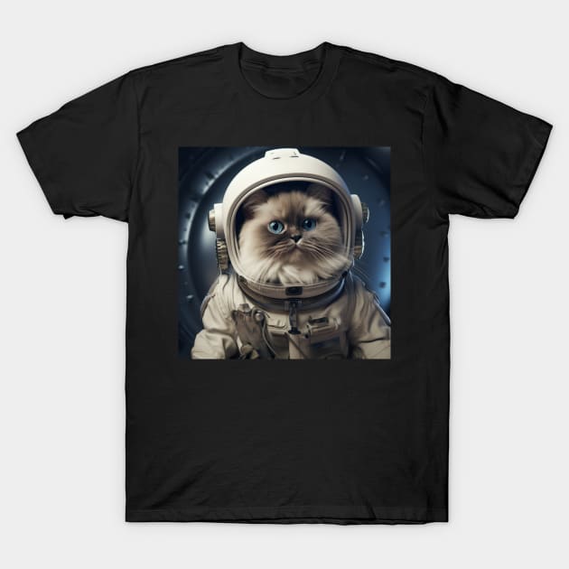 Astronaut Cat in Space - Birman T-Shirt by Merchgard